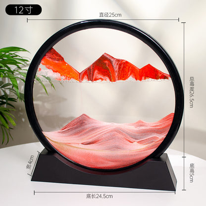 3D dynamic sand art in a circular frame, perfect for modern home or office decoratio