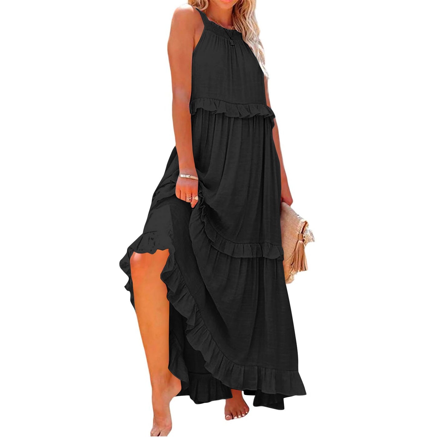 Elegant Ruffle Long Beach Dress - Summer Collection