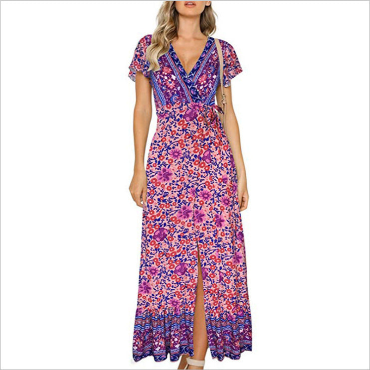 Elegant Floral V-Neck Maxi Dress - Spring Collection