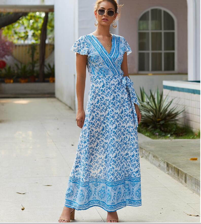 Elegant Floral V-Neck Maxi Dress - Spring Collection