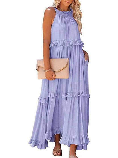 Elegant Ruffle Long Beach Dress - Summer Collection