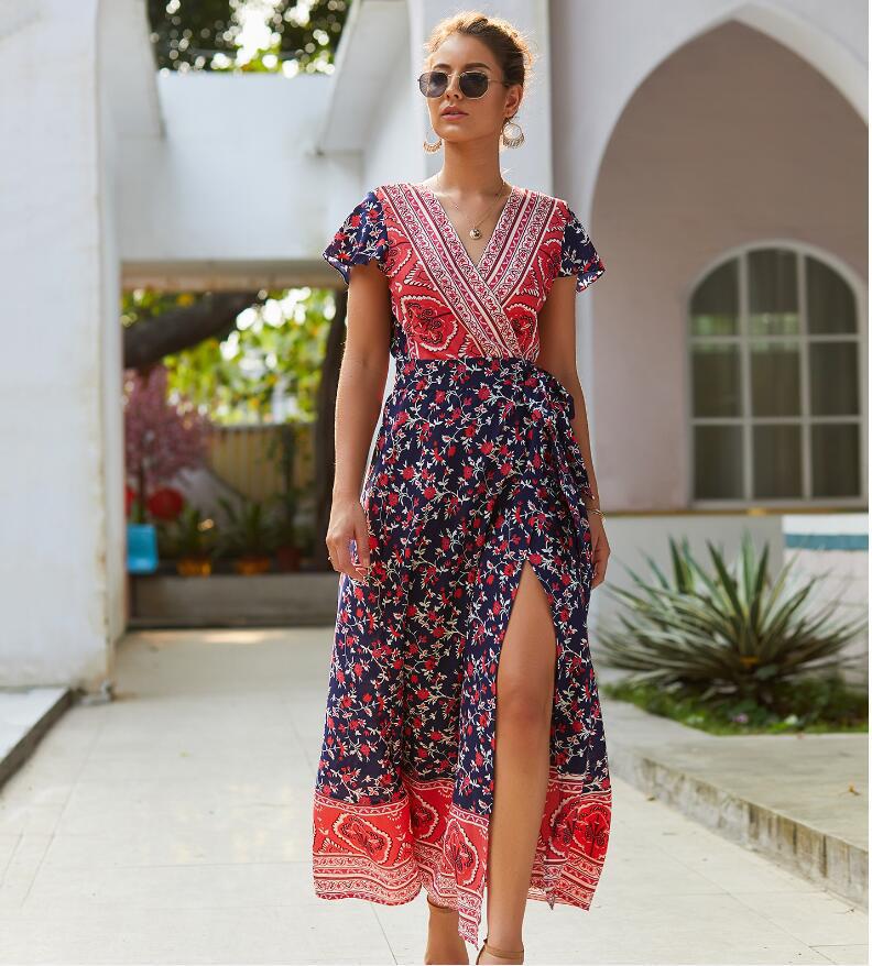 Elegant Floral V-Neck Maxi Dress - Spring Collection