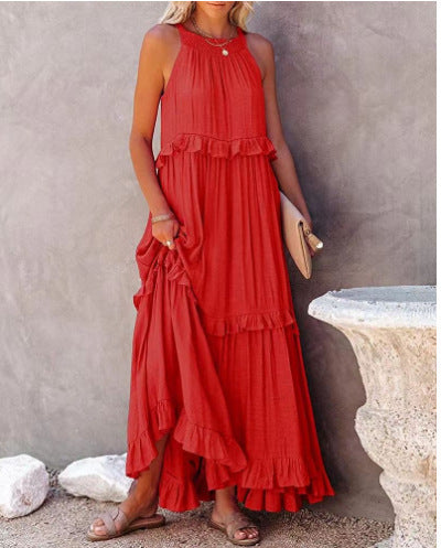 Elegant Ruffle Long Beach Dress - Summer Collection