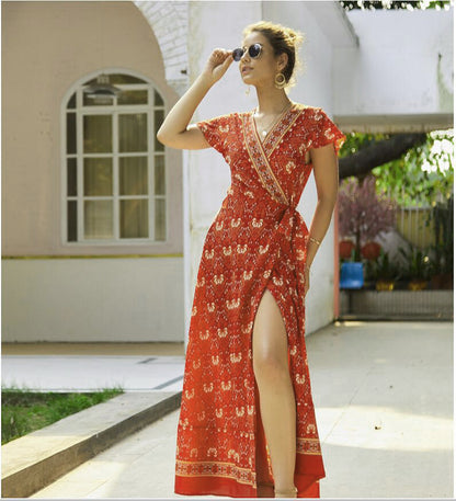 Elegant Floral V-Neck Maxi Dress - Spring Collection