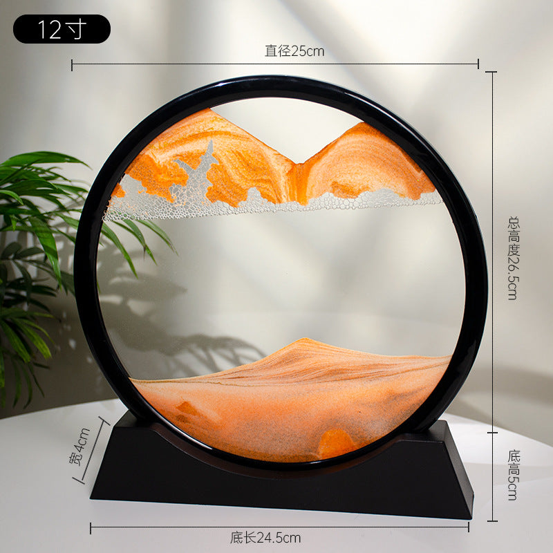 Circular sand art decoration with fine quicksand design, perfect as an aesthetic centerpiece