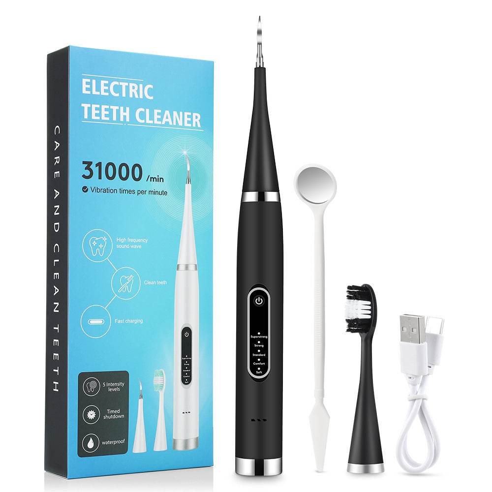 Ultrasonic teeth cleaning device with high-frequency vibrations for removing tartar, calculus, and stains effectively